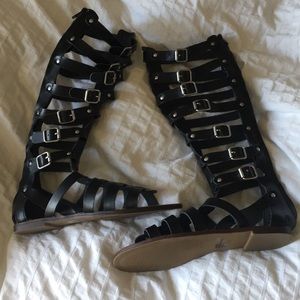 Madden Girl Black Tall Gladiator Sandals